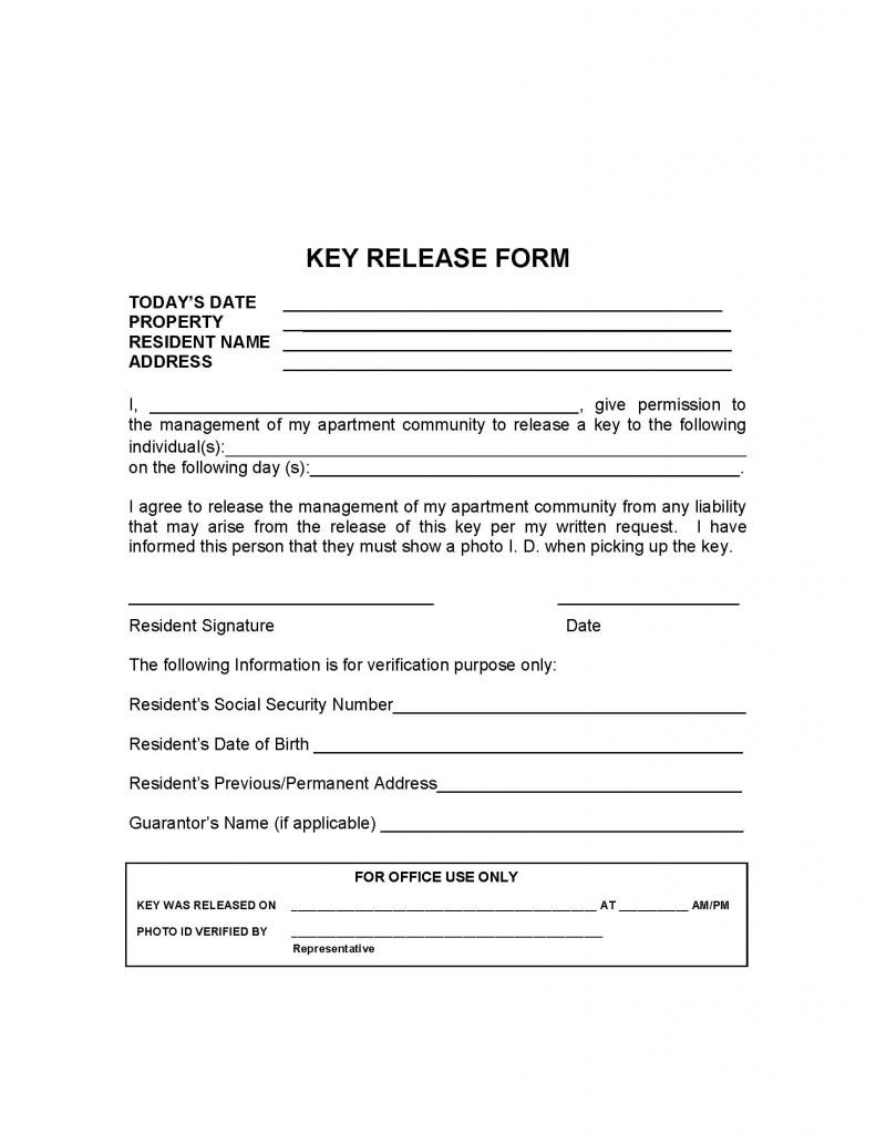 Key Release Form