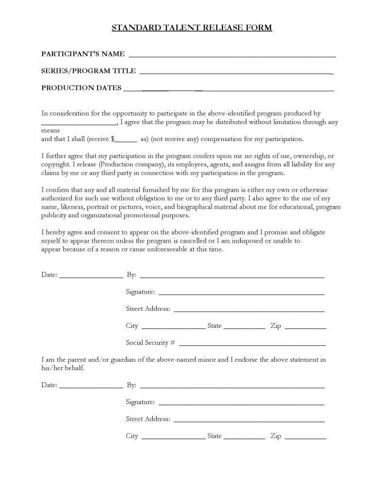 Standard Talent Release Form