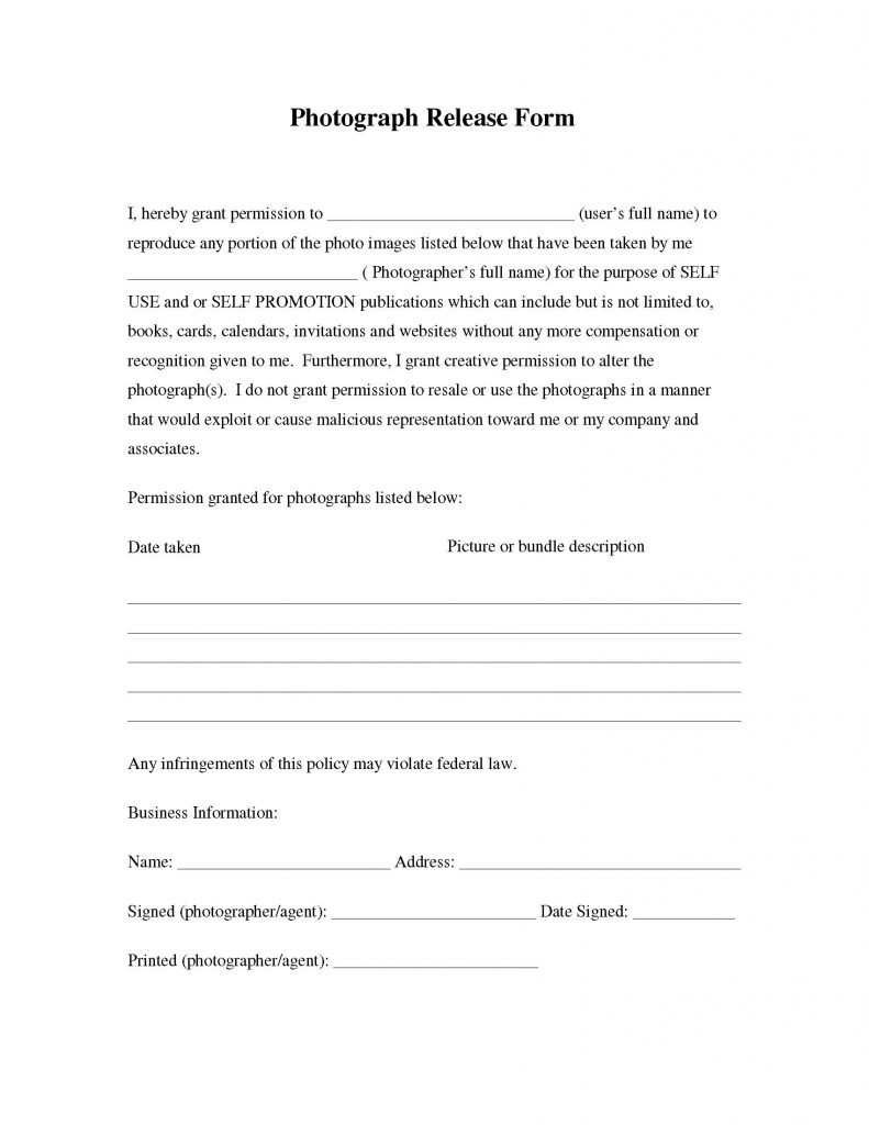 Standard Photo Release Form